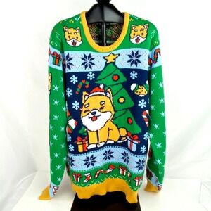 Geeknet Shiba Inu Sweater Men's 2X Lights Up! Ugly Christmas Holiday Pullover